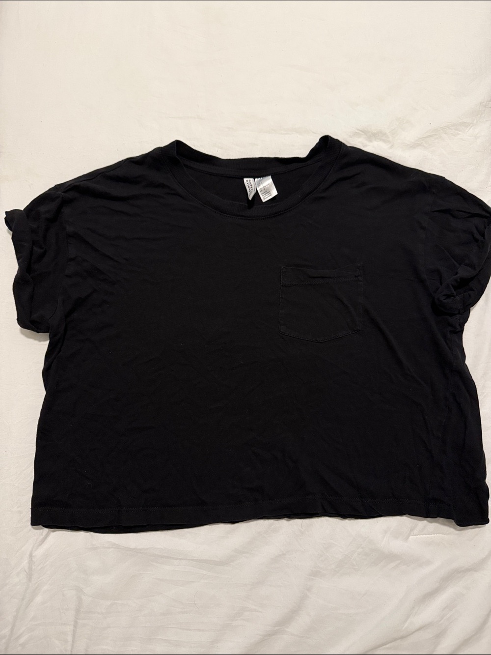 Black Crewneck Pocket Crop Tee - H&M